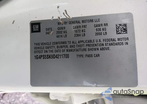 2013 Buick Verano Leather Group z USA, uszkodzony, nr VIN 1G4PS5SK9D4211700